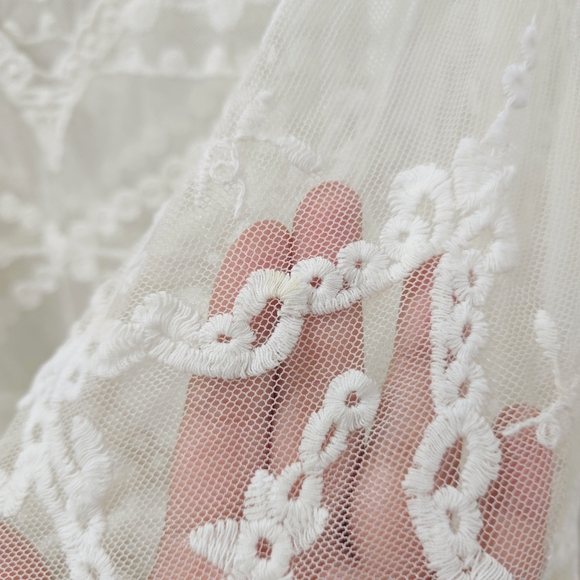 WINDSOR Ivory Mesh And Lace Beach Coverup, Small Medium, Drawstring Waist - Picture 7 of 16